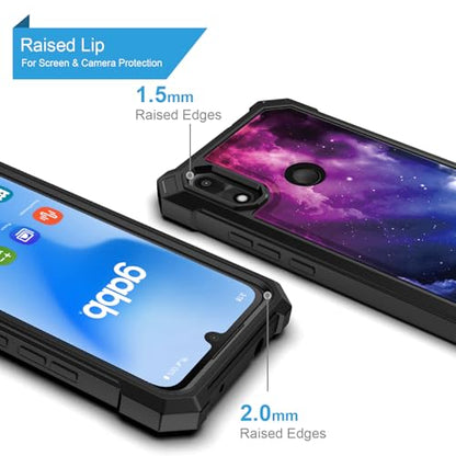 for Gabb Phone 4 Case/Gabb Phone 4 Cover w/[Tempered Glass Screen Protector] Dual Layer Shockproof [Military-Grade][Full-Body] Protective Cover for Women Man Boy Girl Blue Star Galaxy Black - color: BLD IN GALAXY STAR