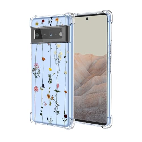 Case for Pixel 6 Google 6 Clear Flower Phone Case Soft TPU Shockproof Bumper Anti-Scratch Protective Phone Cover for Google Pixel 6,Elegant Flowers - color: Elegant flowers, size: For Google Pixel 6