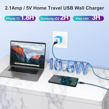 Charging Block Brick, USB Plug,NonoUV 4Pack Dual Port Fast USB Wall Charger - color: Blue, Purple, Rose, Green