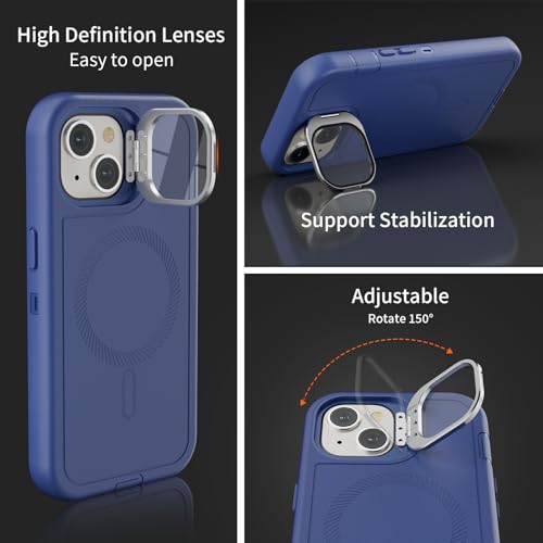 Follaroma for iPhone 13 Case with Stand & Built-in Camera Cover, MagSafe Compatible, Heavy-Duty Shockproof Protection, Magnetic & Rugged Phone Cover for iPhone 13 6.1'', Navy - color: Navy