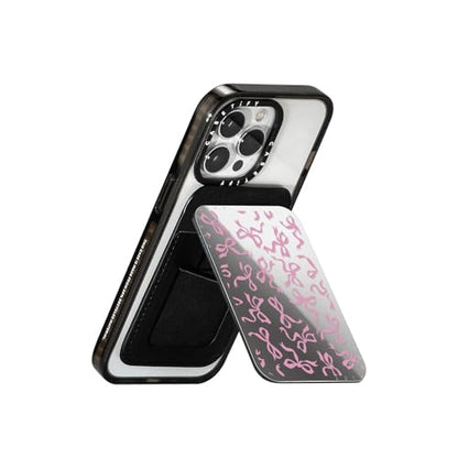 CASETiFY Snappy Card Holder Stand Compatible with Magsafe - Bows - Silver Mirror - color: Bows