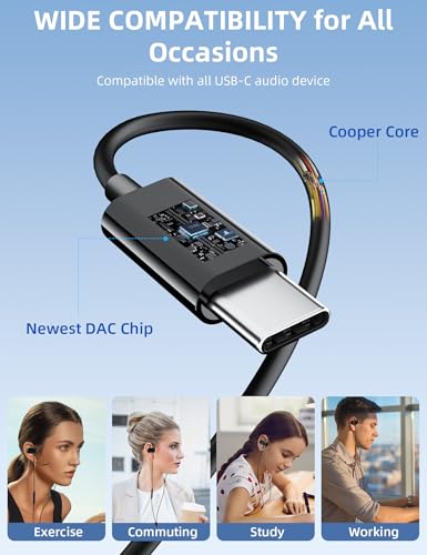 AHFYCIH Open Ear USB C Headphones Wired Earbuds with Over Ear Hook - color: Black