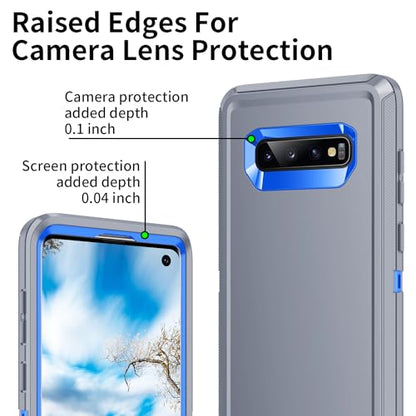 for Galaxy S10 Case,[Without Screen Protector] Heavy Duty Shockproof Dust/Drop Poof 3 Layers Full Bady Protection Rugged Cover for Galaxy S10,Grey/Dark Blue - color: Grey/Dark Blue