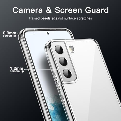 JETech Case for Samsung Galaxy S22, Anti-Yellowing, Clear | Shockproof Protection, Scratch Resistant Hard PC Back, Durable Transparent TPU Bumper - color: Clear