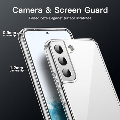 JETech Case for Samsung Galaxy S22, Anti-Yellowing, Clear | Shockproof Protection, Scratch Resistant Hard PC Back, Durable Transparent TPU Bumper - color: Clear