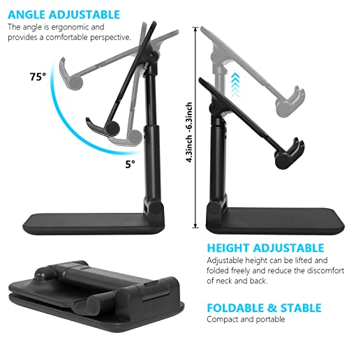2 Pack Phone Stand for Desk, Angle & Height Adjustable Phone Holder - color: D-Black & White