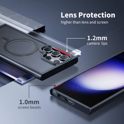 ANNGELAS for Samsung Galaxy S23 Ultra Mag safe Case,Slim Shockproof Protective Cover with Magnetic,Frosted Hard Back Soft Silicone TPU Bumper Phone Case Compatible Galaxy S23 Ultra 6.8inch,Matte Black - color: Matte Black