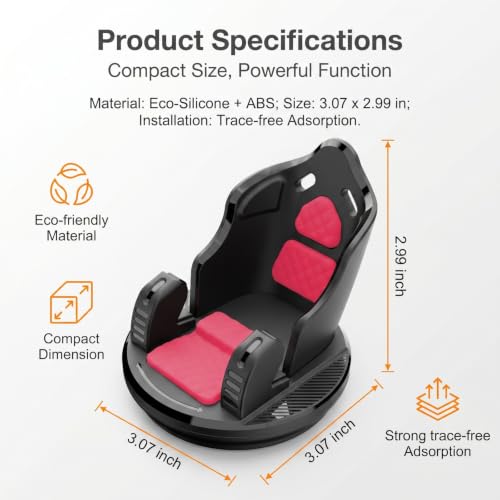 Car Phone Holder, Car Dashboard Phone Mount with Silicone Pad Mat, Slip Free Desk Phone Stand, Universal for Most Smartphones,GPS Devices and More (Red) - color: Red&Black