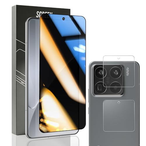 1 Pack Privacy Screen Protector for Xiaomi 15 with 2 Pack Camera Lens Protector, 9H Hardness, Anti Spy Tempered Glass Film, Black Protector for Xiaomi 15 - size: for Xiaomi 15