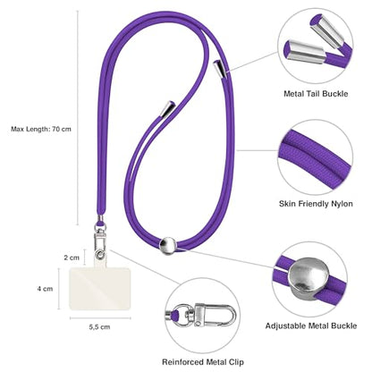 TBOC 2X Cell Phone Lanyard [Purple] - Comfortable Universal Smartphone Lanyard - Easy to Use Neck Phone Holder [White Ice Patch] - Adjustable Length Phone Strap Crossbody - Fits All Mobile Phones - color: Purple