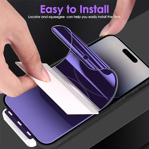 [3 Pack for iPhone 15 Pro Privacy Screen Protector (NOT Glass), [Anti-Spy][Anti Blue Light] Soft Hydrogel Film Screen Protector for iPhone 15 Pro/iPhone 15 - Purple - size: iPhone 15 Pro/iPhone 15