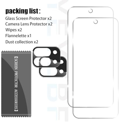 Screen Protector for Google Pixel 9 Pro Fold, [2+2 Pack] Tempered Glass for Pixel 9 Pro Fold & Camera Lens Protectors[Ultrasonic Fingerprint Unlock] [Case Friendly] [Bubble-Free] 6.3 Inches - size: Google Pixel 9 Pro Fold