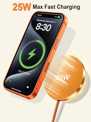 MagSafe Charger 25W Magnetic Wireless Charger Fast Charging Pad - color: ORANGE