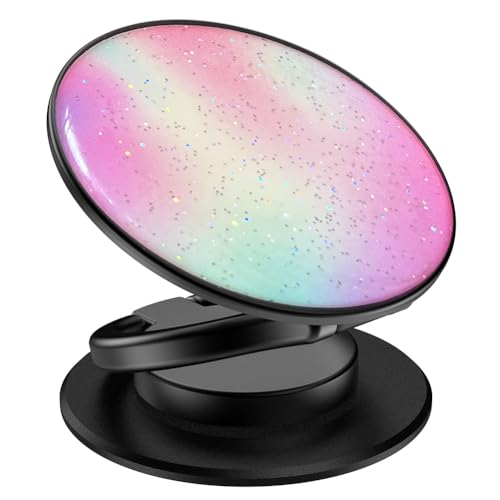 Phone Grip, Phone Ring Holder Finger Kickstand, 360°Rotation & Adjustable Metal Cell Phone Rings Gripper Stand Work with Magnetic Car Mount for iPhone Samsung & Other Phones - Rainbow - color: Rainbow
