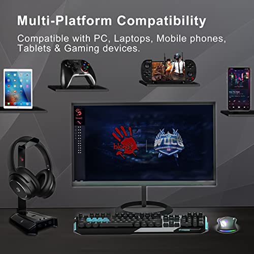Bloody M320 Bluetooth Wireless Gaming Headset, Active Noise Canceling, Dual-Connectivity, Built-in 5 Mics, 3D Surround Sound, Lightweight Over-Ear Headphone