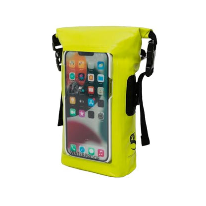 geckobrands Waterproof Phone Tote with 2L Dry Bag and Adjustable Strap – Protect Your Phone and Valuables While on The Go - color: Bright Green