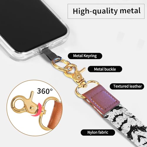 Phone Lanyard Crossbody Wrist Strap, Cute Cell Phone Lanyards for around the Neck Wristlet Wrist Strap - color: Retro Black White Bats