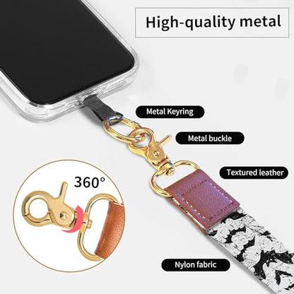 Phone Lanyard Crossbody Wrist Strap, Cute Cell Phone Lanyards for around the Neck Wristlet Wrist Strap - color: Retro Black White Bats