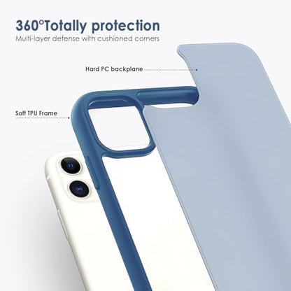TENOC Phone Case Compatible with iPhone 11, Dark Blue Case Translucent Protective Bumper Matte Hard Back Cover for 6.1 Inch - color: Dark Blue, size: iPhone 11
