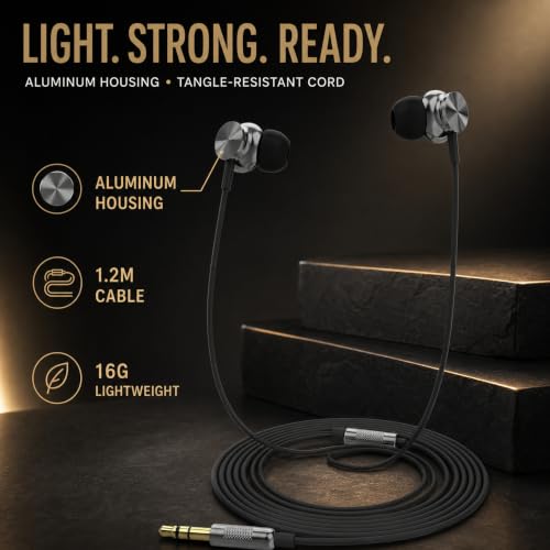 Betron BS10 Earphones Wired Earbud Headphones with 3.5mm Jack, Black - color: Black