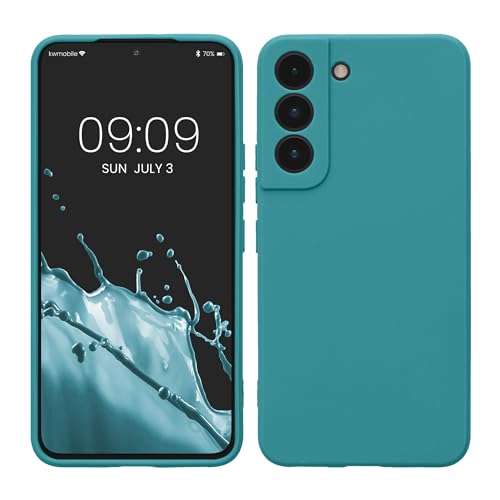 kwmobile Case Compatible with Samsung Galaxy S22 Case - Protective Slim TPU Phone Cover - Soft Matte Finish - Teal Matte - color: teal matte, size: Galaxy S22
