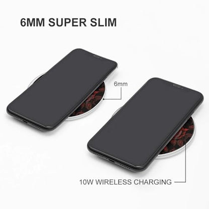 Skull Rose Wireless Charger 10W Fast Wireless Charging Pad Slim Portable Charging Station for Phone Lightweight Charger Mat for Travel Home Office Desk