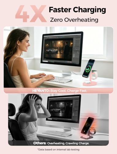 Mag-Safe Charger 3 in 1 Charging Station for iPhone Apple Watch AirPods - color: Pink, size: 15W