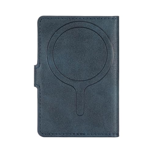 Ultra-Thin Magnetic Wallet and Card Holder (Blue) | Compatible with All Magnetic Protective Case,Premium PU leather, stand function, 6 card slots; Fits iPhone17/16/15/14series - color: Blue