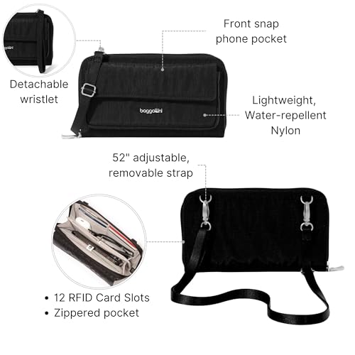 Baggallini Rfid Phone Wallet Crossbody - color: Black