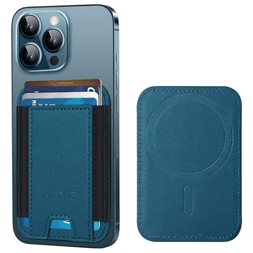 HiWe for MagSafe Wallet, 7 Cards Holder for Phone Case, RFID Blocking - color: Dark Blue Wallet - Black Band