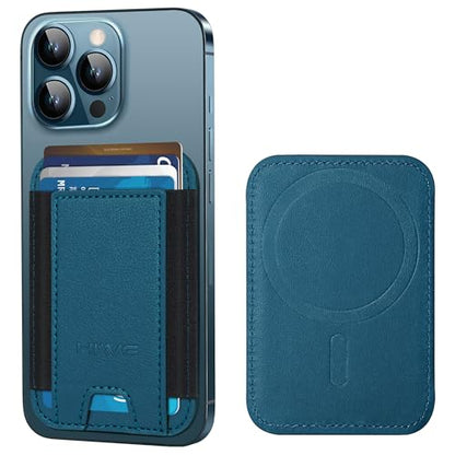 HiWe for MagSafe Wallet, 7 Cards Holder for Phone Case, RFID Blocking - color: Dark Blue Wallet - Black Band
