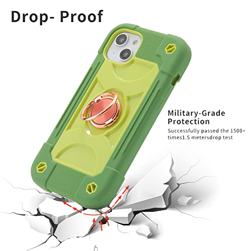 MARKILL Compatible with iPhone 14 Plus Case 6.7 Inch with 360 Degree Rotate Ring Stand, Military Grade Drop Protection Full Body Rugged Heavy Duty Protective Cover for iPhone 14 Plus Avocado - color: Avocado, size: iPhone 14 Plus 6.7"
