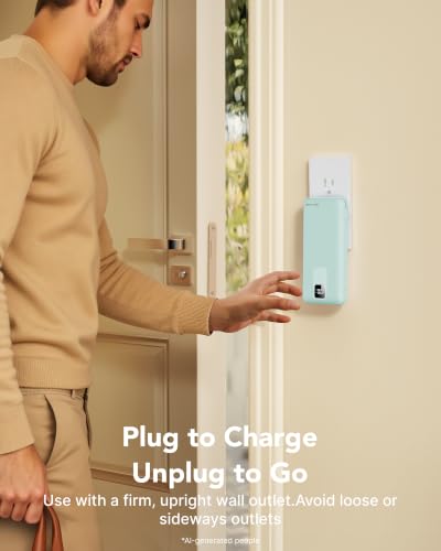 charmast 20000mAh Portable Charger with Built-in Cables and AC Wall Plug - color: cyan