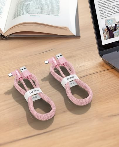 Right Angle USB C Cable [2Pack 10FT] 60W USB A to USB C Cable 90 Degree - color: Pink, size: 10FT, style: USB A to USB C