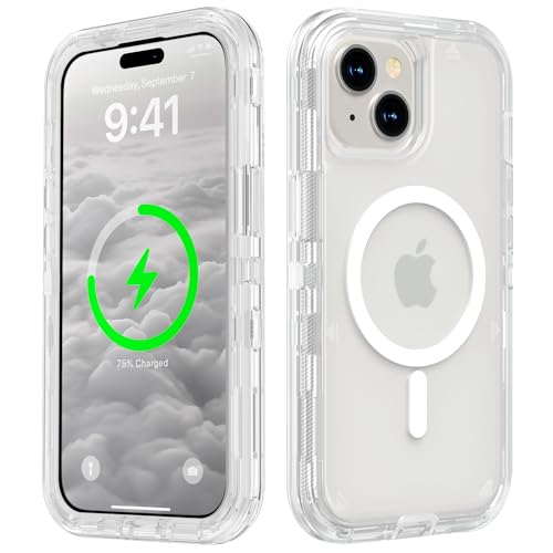 Follaroma for iPhone 15 Case, Compatible with MagSafe, Heavy Duty Shockproof Protection Phone Cases, Anti-Drop, Dual Layer Transparent Magnetic Phone Case for iPhone 15, 6.1'', Clear - color: Clear, size: iPhone 15 6.1''