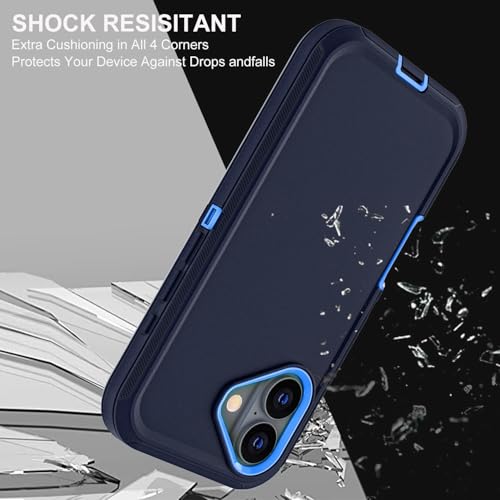 YKHJKLEC for iPhone 16 Plus Case, Military Grade 3 in 1 Heavy Duty Shockproof/Drop Proof/Dust Proof Case with 2Pcs Tempered Glass Screen Protector (Navy Blue) - color: Navy Blue