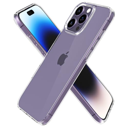 oakxco Clear Phone Case for iPhone 14 Pro Case, Thin Slim Transparent Hard Plastic Back & Soft Silicone Bumper, Cute Non Yellowing Hybrid Matte TPU Frame Protective Cover for Women, Crystal Clear - color: Clear, size: 14 Pro