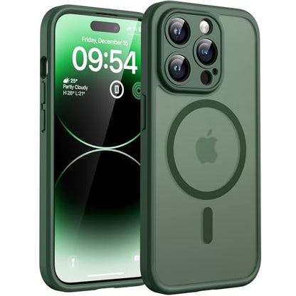 TOCOL Magnetic for iPhone 14 Pro Case, Upgraded Full Camera Protection, Compatible with Magsafe, Drop Protection, Translucent Matte Back Bumper Phone Cover 6.1-Inch, Alpine Green - color: Alpine Green, size: Iphone 14 Pro