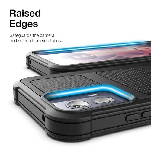 Encased Rugged Belt Case for Moto G Power 5G 2024, Full Body Protective Case with Tempered Screen Protector and Holster Clip (Black) (2024) - size: 2024