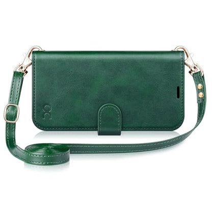 OCASE for iPhone 16 Wallet Case, PU Leather Crossbody Phone Case with Removable Shoulder Strap, Kickstand, RFID Blocking Card Slots, Flip Folio Phone Cover 6.1 Inch 2024, Blackish Green - color: Blackish Green, size: iPhone 16