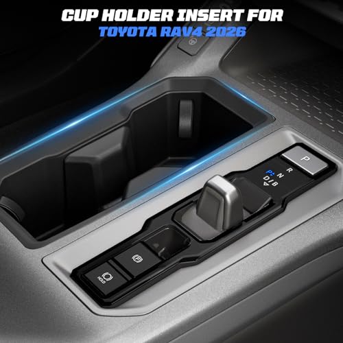Car Cup Holder Insert Compatible with Toyota RAV4 2026 Accessories, Silione Center Console Cup Holder Inserts Non-Slip Anti-Spill Drink Holder Protector