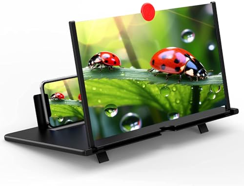 16" Screen Magnifier – 3D HD Cell Phone Magnifing Screen Enlarger Projector for Movies Videos and Gaming – Foldable Phone Stand Holder with Screen Amplifier Compatible with All Smartphones - color: Black-16inch