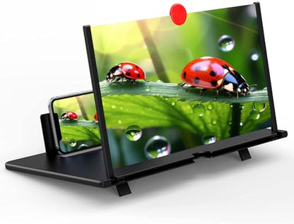 16" Screen Magnifier – 3D HD Cell Phone Magnifing Screen Enlarger Projector for Movies Videos and Gaming – Foldable Phone Stand Holder with Screen Amplifier Compatible with All Smartphones - color: Black-16inch