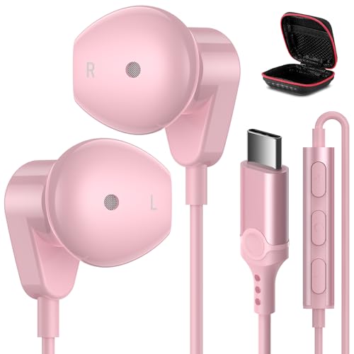 APETOO USB C Headphones for iPhone 18 Pro Max 17 16 15/iPad Air Earbuds - color: Pink