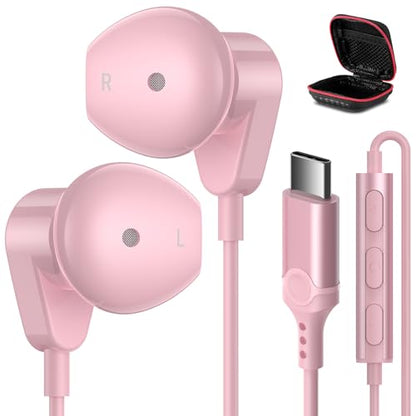 APETOO USB C Headphones for iPhone 18 Pro Max 17 16 15/iPad Air Earbuds - color: Pink