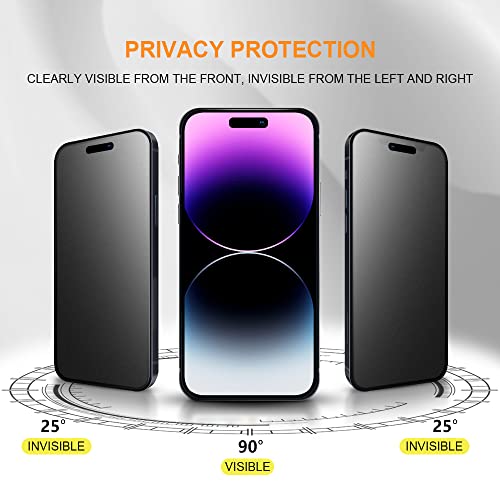for iPhone 14 Pro Max 6.7" Matte Privacy Screen Protector with Camera Lens Protector full coverage Anti-glare anti-spy Tempered Glass Film anti-fingerprint no black border Easy Installation - size: iPhone 14 Pro Max 6.7 inch