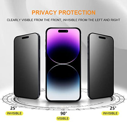 for iPhone 14 Pro Max 6.7" Matte Privacy Screen Protector with Camera Lens Protector full coverage Anti-glare anti-spy Tempered Glass Film anti-fingerprint no black border Easy Installation - size: iPhone 14 Pro Max 6.7 inch