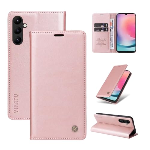 Compatible with Samsung Galaxy A25 Wallet Case PU Leather Flip Folio Case with Card Holder Magnetic Closure Shockproof Protective Phone Cover Rose Gold - color: Rose Gold, size: Samsung A25