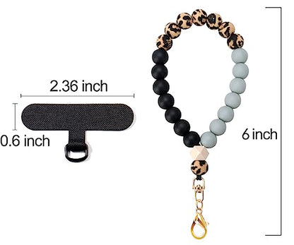 VICHUNHO Marble Silicone Beaded Phone Wrist Strap - color: Leopard Print