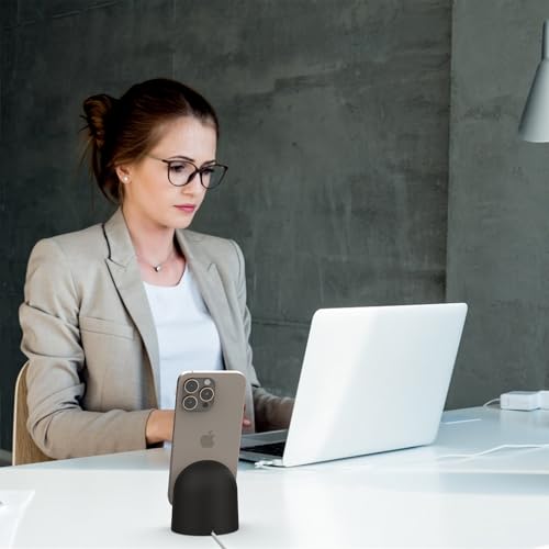 Phone Charging Stand for Samsung/iPhone15/16/17,Charger Stand with USB-C,Charging Station with LED Power Display,Charging Dock for Nightstand Black Silicone - color: BLACK